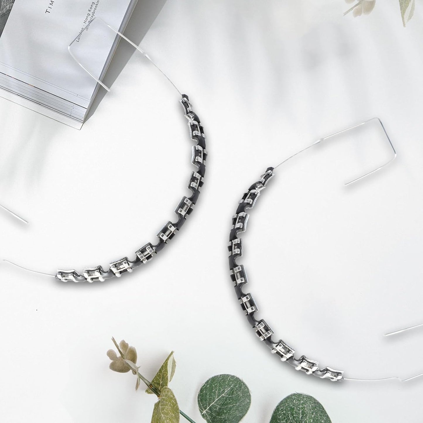 4 Pair of Temporary Tooth Decoration, Teeth Retainer Practical Brackets para Dientes Sturdy Retenedores de Dientes Ortodoncia Props for Dental Students to Practice (Black)