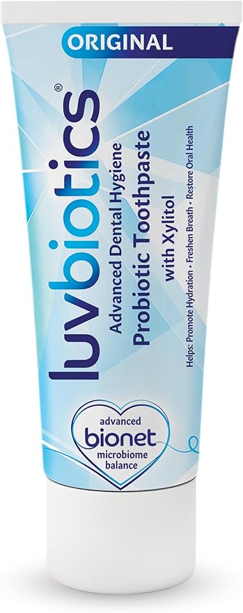 Luv Biotics Original Mint Toothpaste with Oral Probiotics & Xylitol for Fresh Breath, Cavity Protection, Gum Health & Microbiome Balance – SLS Free, No Parabens – 75ml
