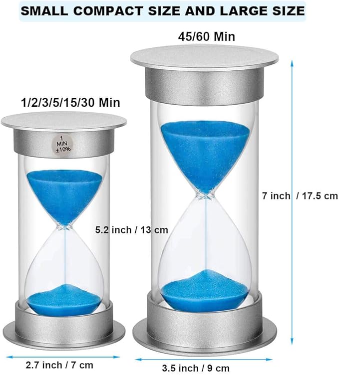 Sand Timer 1 Minute Hourglass Timer, Plastic Sand Watch 1 Minute, Small Sand Clock one Minute, Hour Glass Sandglass Timer for Kids, Games, Decoration, Classroom, Kitchen, (1 Min, Blue Sand)