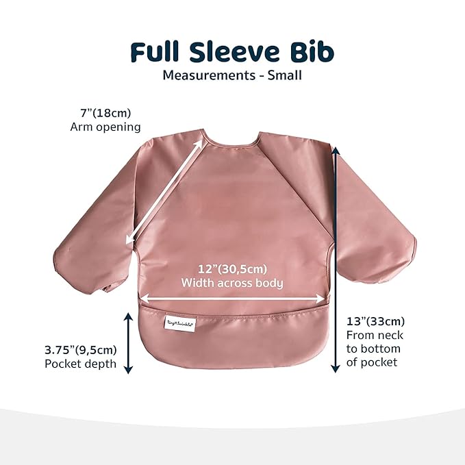 Tiny Twinkle Long Sleeve Bib for Babies & Toddlers – 2 Pack Waterproof Smock Bibs for Eating – Machine Washable & Mess-Proof, Baby Feeding Essential & Shower Must-Have (Taupe Lilac,6–24M)