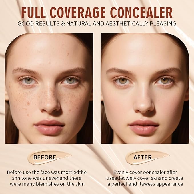 QIC Concealer,Natural Color Correcting Concealer for Women,Full Coverage Makeup for Face Eye Body,Nourishing Makeup for a More Even Complexion(Deep Skin Tone, 1.36 Fl Oz)