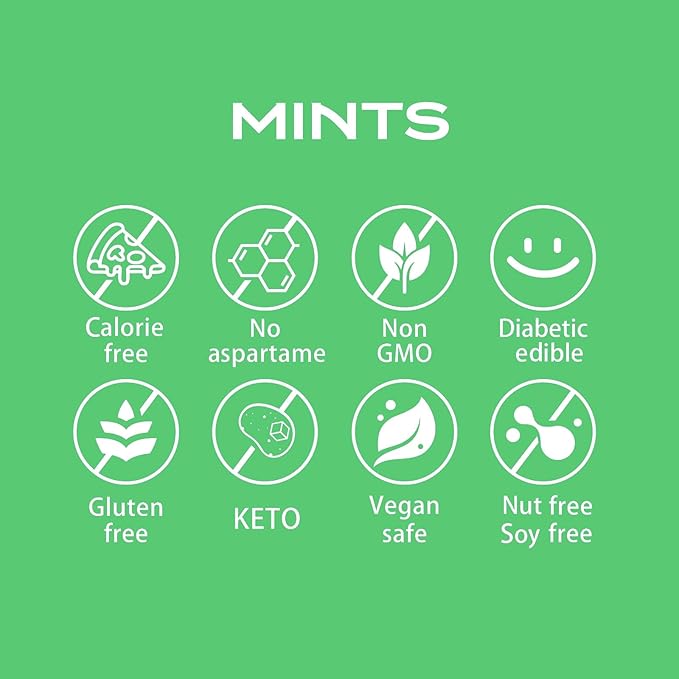 DC24 DAILY CARE 0-Calorie Breath Mints,100% Erythritol, Sugar Free, Natural Spearmint, Gluten Free, 30 Count, Pack of 4