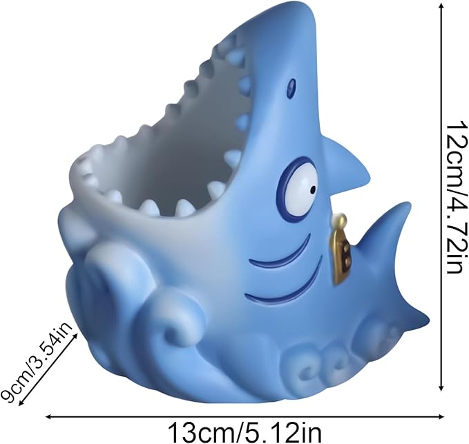 Bathroom Shark Accessories | Cute Resin Toothbrush Holder | Compact Bathroom Storage Organizer | for Kids Boys Girls Adults Home Sink Countertop Kitchen Washroom Decoration
