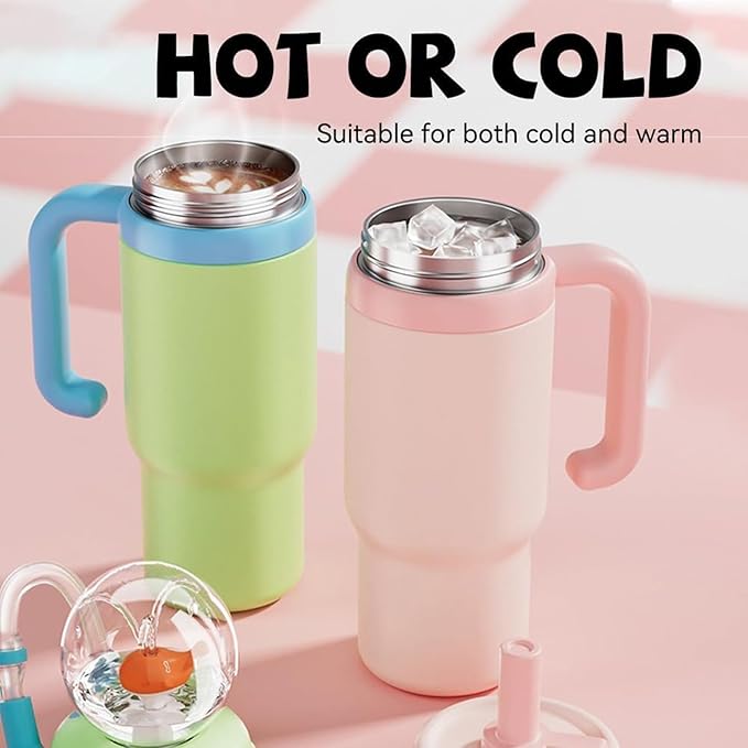 Drinking Cup With Whale Squirt, 24oz Whale Water Bottle with Handle, Insulated Stainless Steel Whale Water Cups With Two Silicone Soft Tip, Leak-Proof Whale Fountain Bottle for Kids Teens (ZBlack)