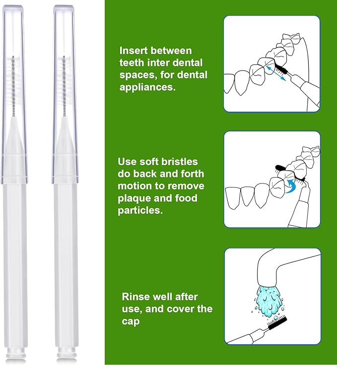 Patelai 100 Pieces Braces Brush for Cleaner Interdental Brush Toothpick Dental Tooth Flossing Head Oral Dental Hygiene Flosser Toothpick Cleaners Tooth Cleaning Tool (White)