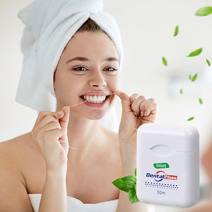 Geiserailie 72 Pack Dental Floss Bulk Mint Flavored 50m Each Travel Dental Floss Waxed Oral Care for Teeth and Gum Protection(White)