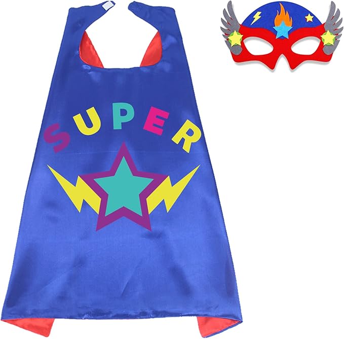 D.Q.Z Star Superhero Cape and Mask for Kids Dress Up Costume, Super Hero Toys for Boys Girls Halloween Party Favors