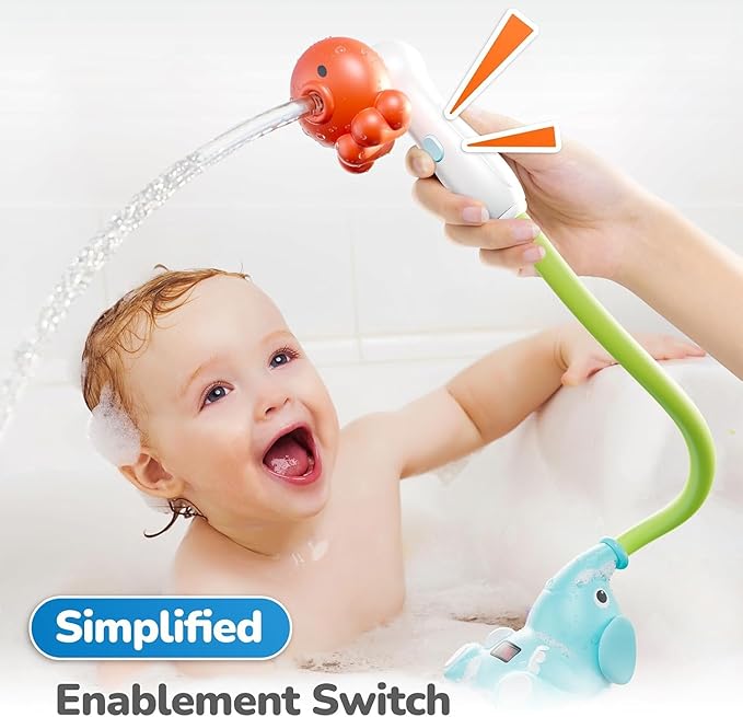 G-WACK Baby Bath Toys Shower Head Sprayer with Water Thermometer for New Borns, Toddlers and Kids | Baby Accessories, and Essentials in Bathtub or Sink | Shampoo Bath Rinser | USB Rechargeable-V2