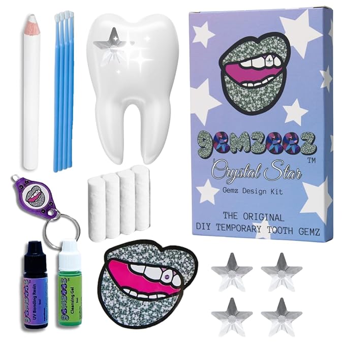 Gemzeez Original DIY Tooth Gemz Starter Kit – Temporary Cosmetic Crystal Gems for a Sparkling Smile – Easy At-Home Application