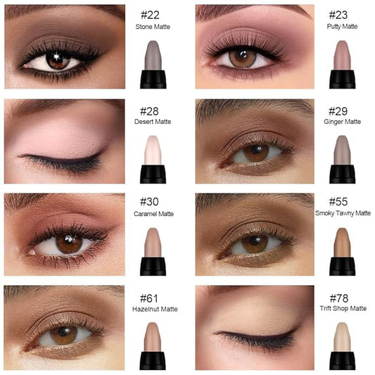 evpct 8Pcs Cream Eyeshadow Stick Set for Older Women, Brown Putty Desert Ginger Nude Brown Caramel Matte, Silky Matte Eyeshadow Applicator Sticks Waterproof, Blendable Eye Makeup sombras para ojos