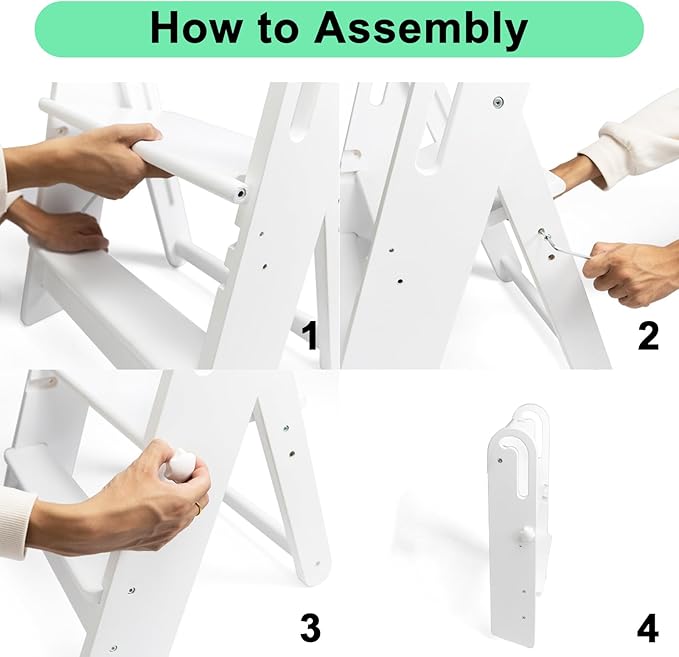 WOOD CITY Step Stool Foldable for Toddlers, Adjustable Kids Step Stool for Bathroom Sink Toilet Potty Training Stool with Handles Child Kitchen Counter Stool Helper Montessori Kitchen Stools