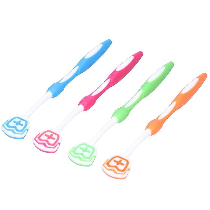ZJchao 4Pcs/Set Tongue Scraper, Tongue Cleaning Brush Care, Plastic Travel Portable Freshen Tongue Brush Cleaner for Oral Care