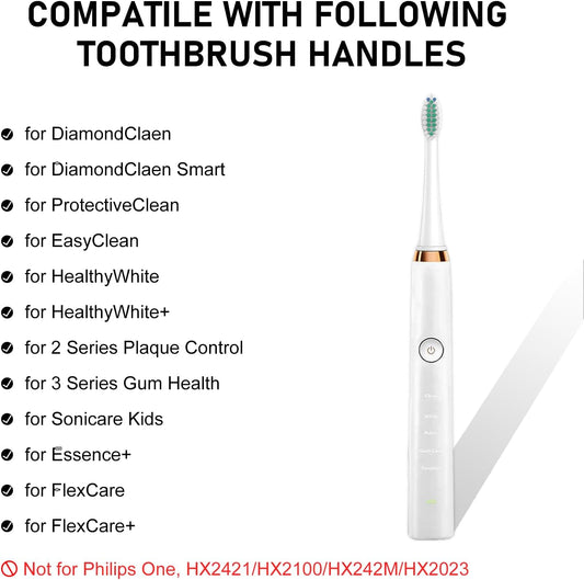 Toothbrush Heads for Philips Sonicare Replacement Brush Heads with Protective Cover Soft Dupont Bristles Electric Toothbrush Replacement Heads for Oral Health, 8 Pack