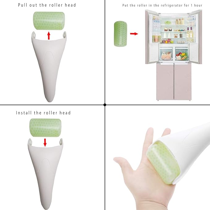 Chikoni 3 in 1 Ficial Face Ice Jade Roller and Gua Sha Tool, Natural Real Jade Anti-Wrinkle Face Eye Neck Massager Tool, Reduce Wrinkles, Puffiness, Migraine, Redness, Pain and Injury