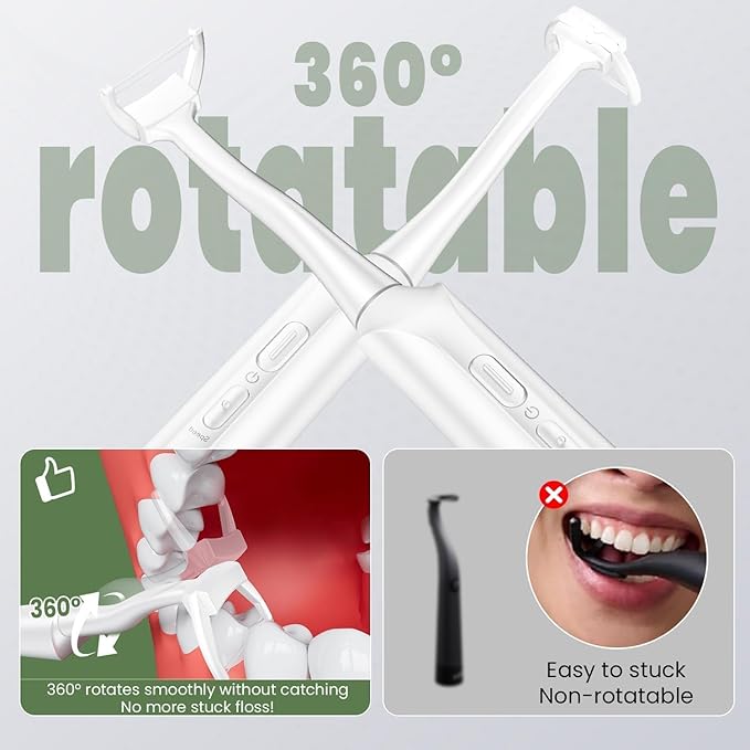 Electric Flosser for Teeth, Water Flosser Alternative with 5 Speeds + 54 Refill Heads, 5X Cleaning & 60 Day Battery Life, Oscillation Gliding for Sensitive Gum Care, Dentist Recommended -White