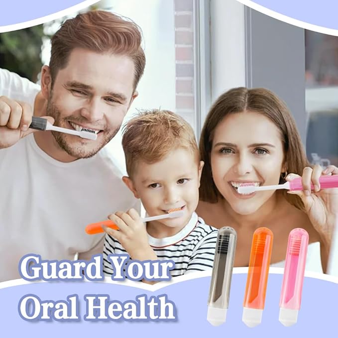 Travel Toothbrush 3Pcs Travel Toothbrush Set Mini Toothbrushes Soft Portable Toothbrushes Travels with Tooth Brush Cover Small Folding Toothbrush Individually Wrapped for Travels Black Orange Pink