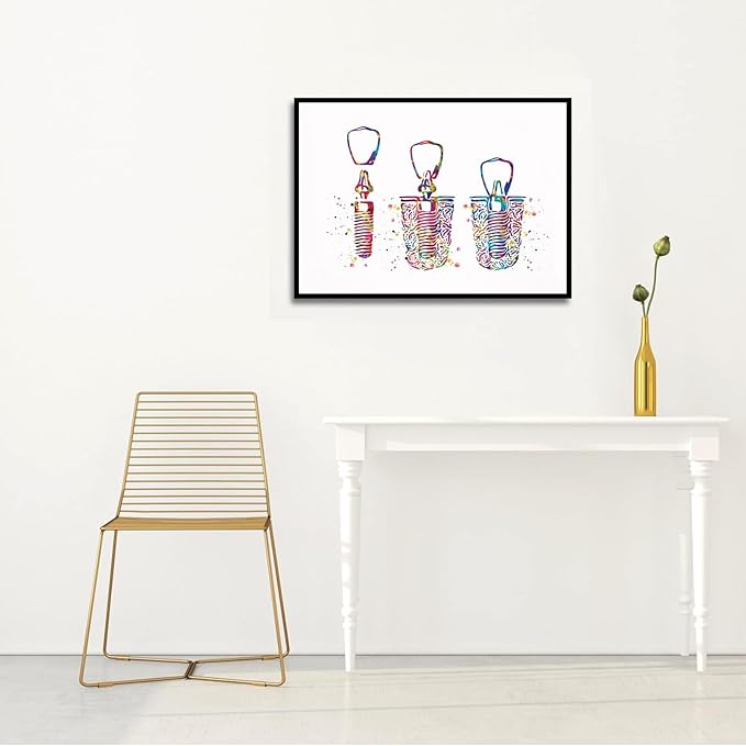 HFKSRJGW Medical Art Decor,Dental Implant Watercolor Print Tooth Anatomical Art Dental Clinic Decor Dentistry Student Science Graduaiton Dentist Gift Doctor Art,16"x24"Framed Wall Art