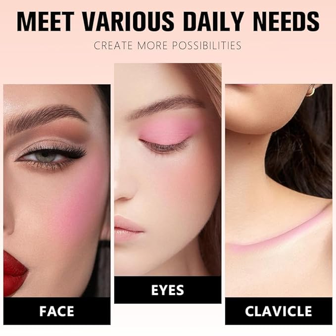 Rose Pink Matte for Face Cheeks Blush, Natural Cream Blushes Makeup Palette, Dark Monochrome Blush Creamy Powder Palette Makeup for Older Women, Blushes Eyeshadow Foundation for Every Day 05