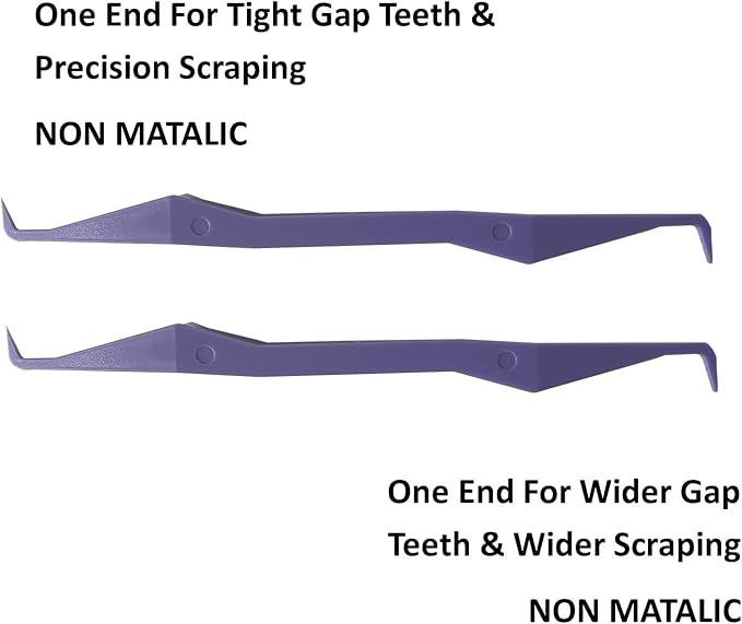 Keyfit Tools PerfectPick Gum Line Tooth Picks Flosser Dental Scraper (2 Pack) Reusable & Double Sided ~Not Small Floss Picks ~ Non Matalic ABS ~Scrape Along Gum Line & Between Teeth Remove Plaque