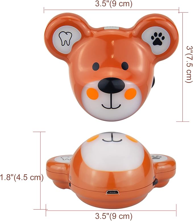LUXSWAY Cute Animal Toothbrushing Timer for Kids with Musical Volume, 2 Minute Kid for Teeth, 20 Seconds Wash Hand Timer for Kids Training, Rechargeable Colored Led Light Visual Timer- Bear
