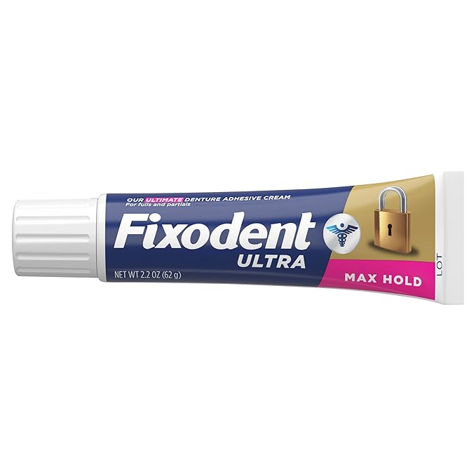 Fixodent Ultra Max Hold Denture Adhesive, 2.2 Ounce (Pack of 2)