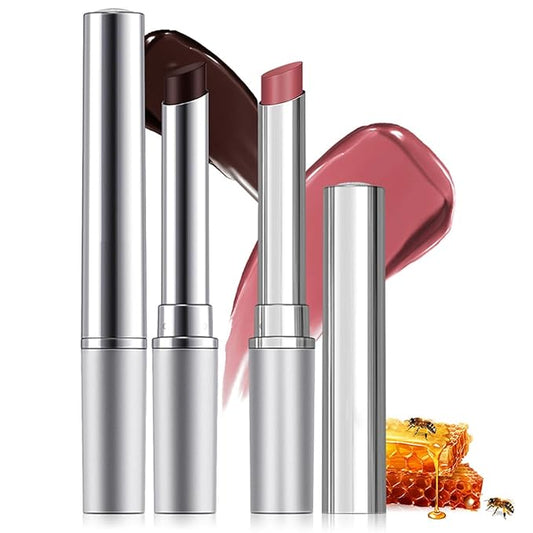 Tinted Lip Balm Lipstick, Hydrating Natural Glossy, Long-lasting Moisturizing & Nourishing Lip Care with Natural Ingredients Transparent Color (Drak Honey+Pink, 0.07oz)