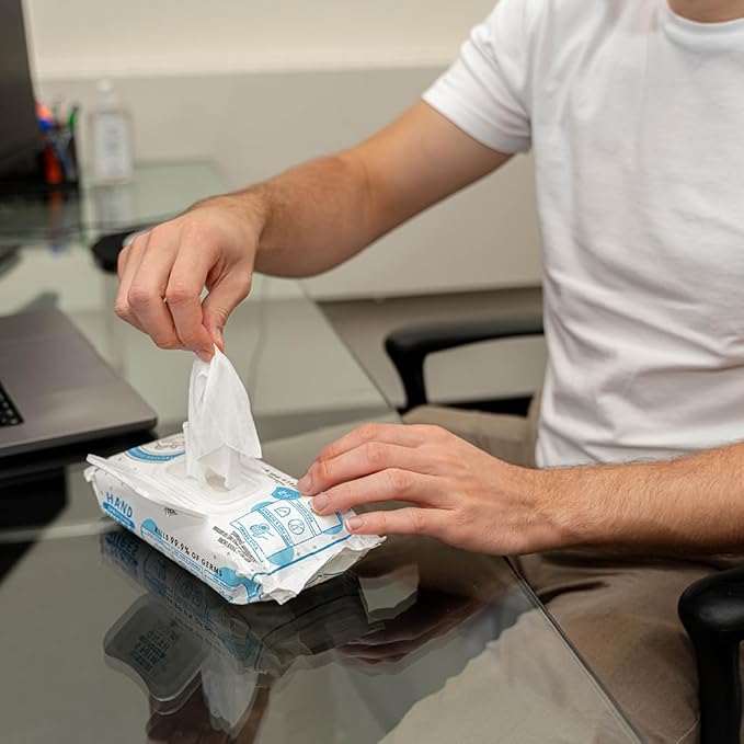 24 Pack Hand Sanitizing Wipes, 1728 Count Disposable Hand Sanitizer Wipes, Fresh Scent, Lint Free & Durable