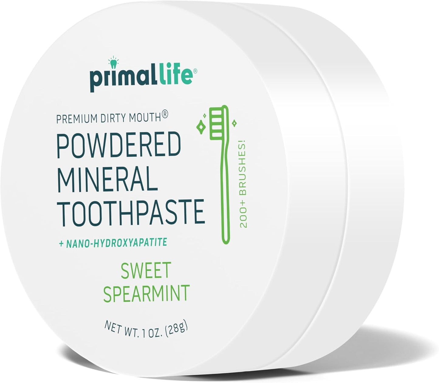 Primal Life Organics - Dirty Mouth Toothpowder, Tooth Cleaning Powder, Flavored Essential Oils with Natural Kaolin & Bentonite Clay, Good for 200+ Brushings, Organic, Vegan (Sweet Spearmint, 1 oz)