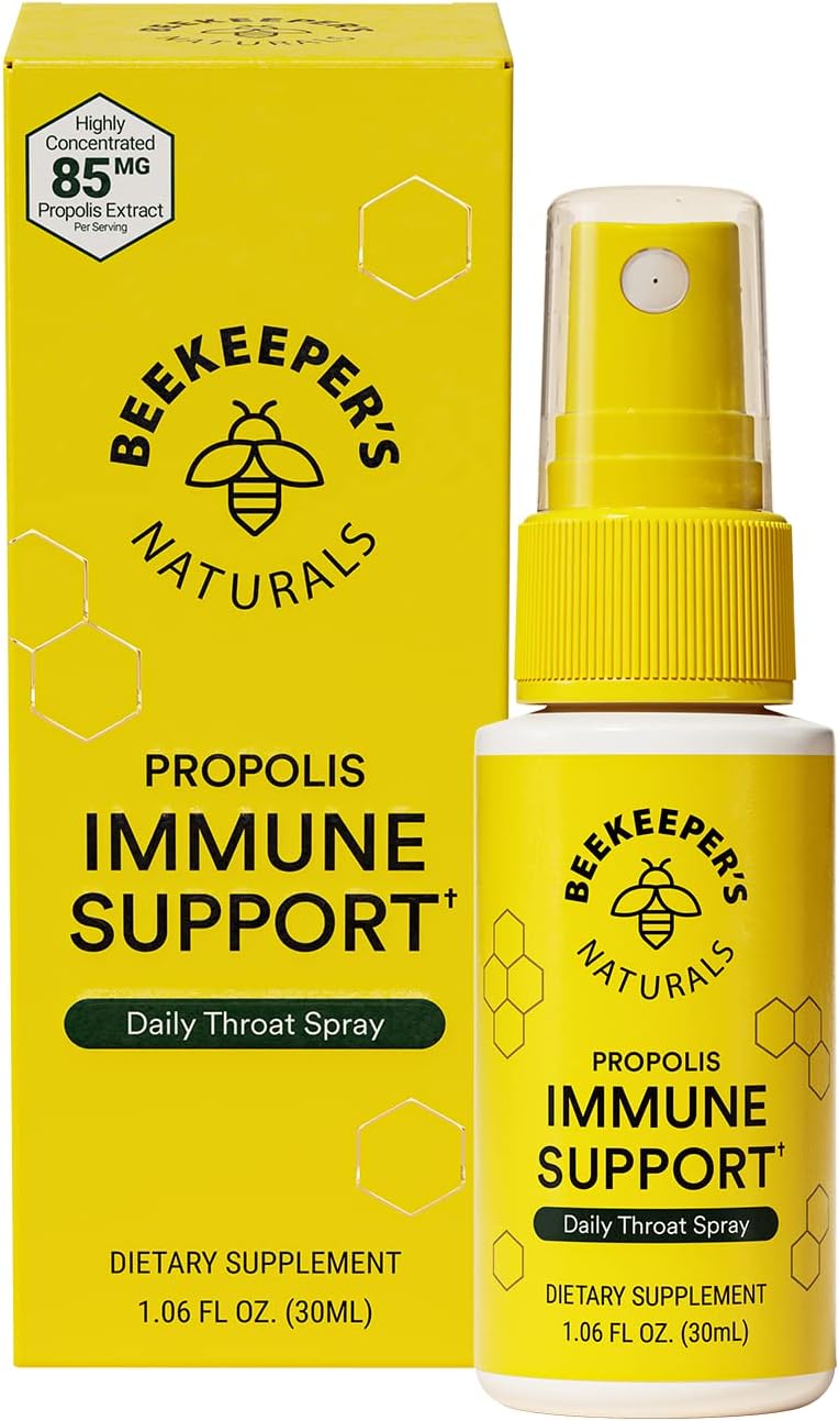 Beekeeper's Naturals Propolis Throat Spray, Natural Immune Support & Sore Throat Relief - Antioxidants, Keto, Paleo, Gluten-Free, 1.0 oz (Pack of 2)