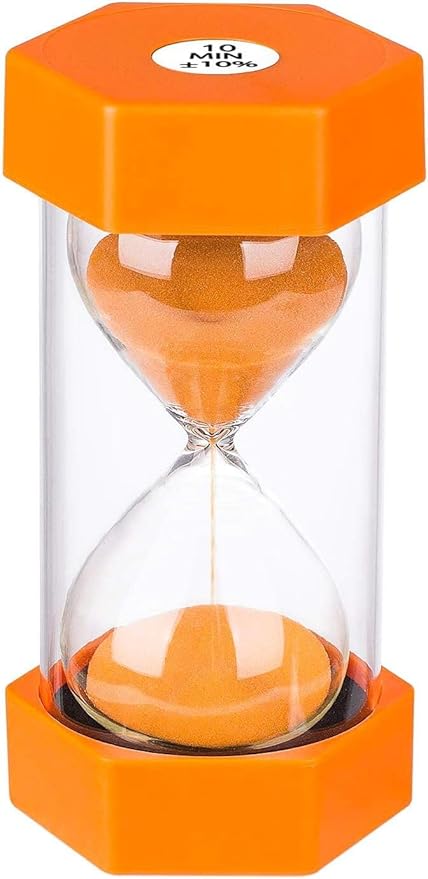 Sand Timer 10 Minute Hourglass Timer: Plastic Sand Clock 10 Minutes, Large Orange Sand Watch 10 Min, Colorful Hour Glass Colorful Sandglass Timer for Kids, Games, Classroom, Kitchen, Decoration