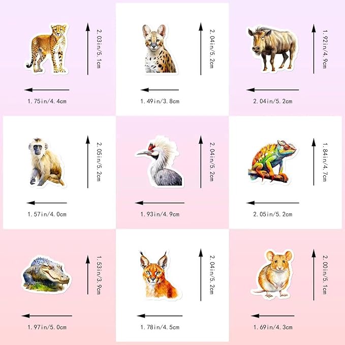 50 Pcs Cute Animal Stickers Bulk.Zoo Animal Stickers Packs for Kids,Adults Teens,Girls,Wild Africa Sticker for Water Bottles Laptop, Phone Etc