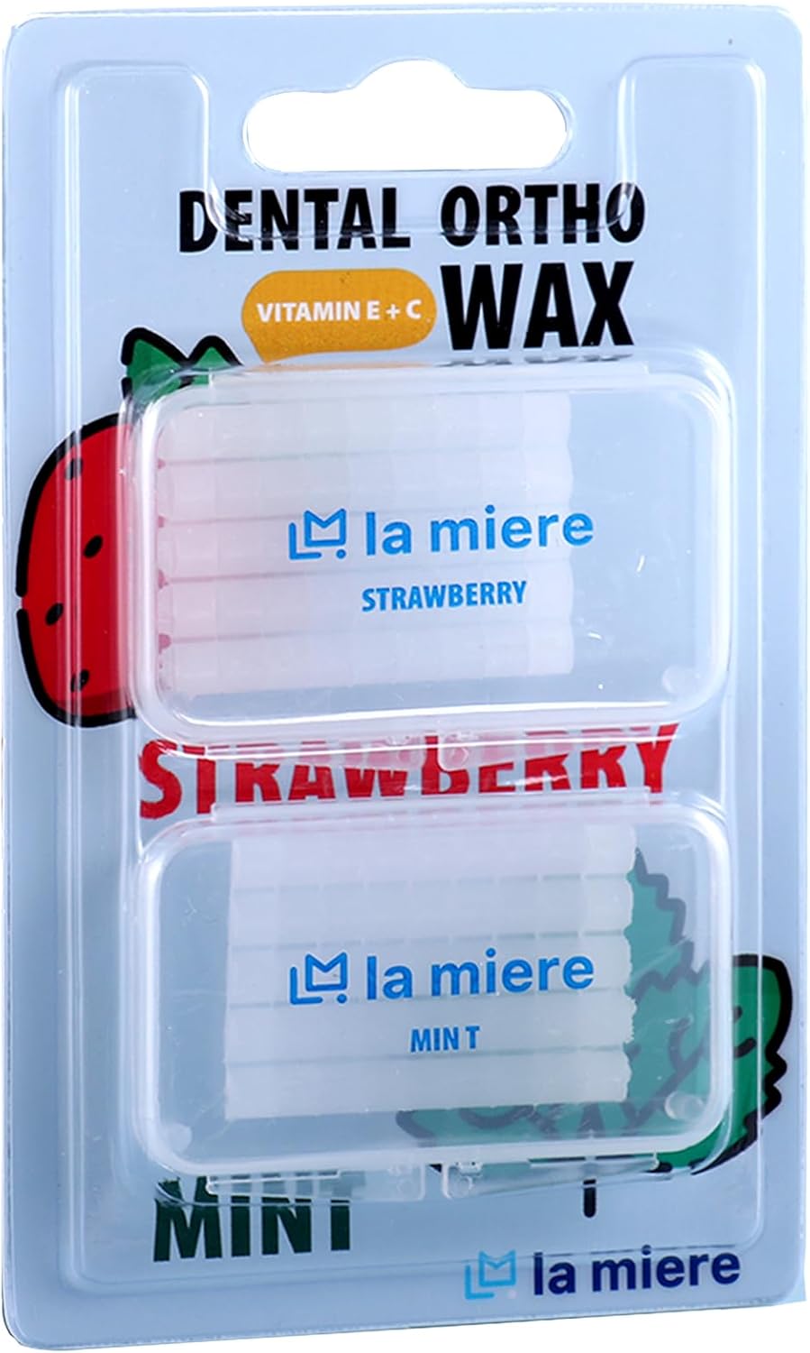 LA MIERE 2 Boxes Pre-Cut Food Grade Dental Wax Orthodontic Wax Braces Wax Shield Lips & Gums Dental Teeth Braces Wearer Mint & Strawberry