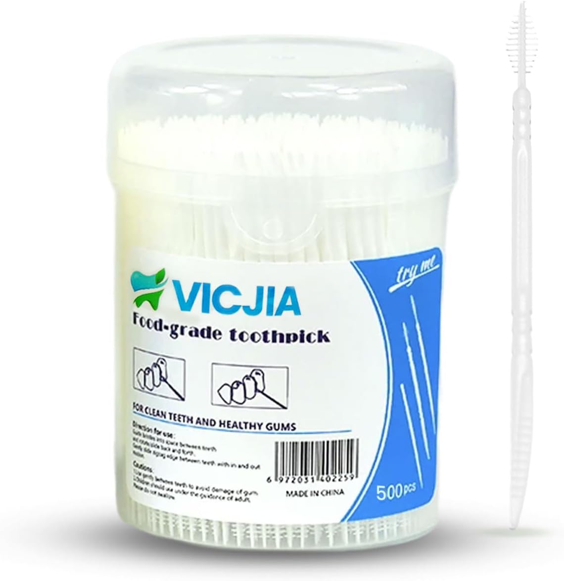 Dental Floss Stick and Toothbrush, Portable Box, Home Pack of 500 Dental Floss Sticks (Pack of 500)