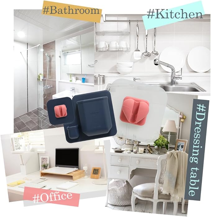 1+1 Silunity Silicone Toothbrush Holder - Suction & Stick, Reusable Sticker - Wall Mounted for Bathroom/Shower - Made in Korea - Ideal for Toothbrushes/Razors (White Pad (1+1), Single)