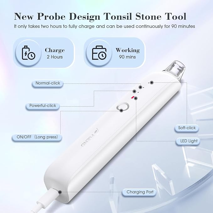 Electronic Tonsil Stone Remover Vacuum, 5X Magnifying Mirror, 3 Modes, LED Light Mouthwash, Bad Breath Water Flosser