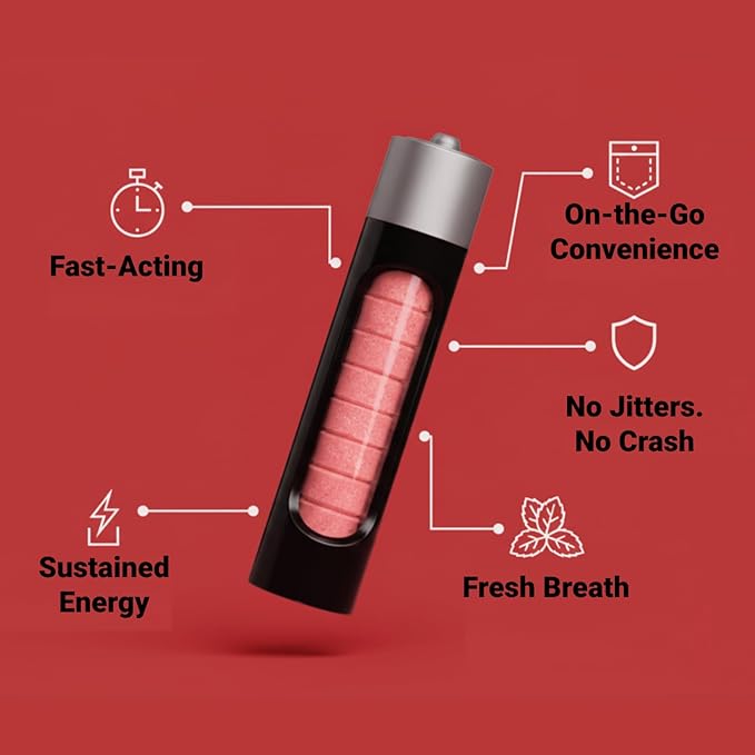 Caffeine Mints by Rally, 60milligram Caffeine, Instant Energy, Fresh Breath Caffeinated Mints, 0 Sugar, Cinnamon Flavor (2 Packs, 20 Mint)