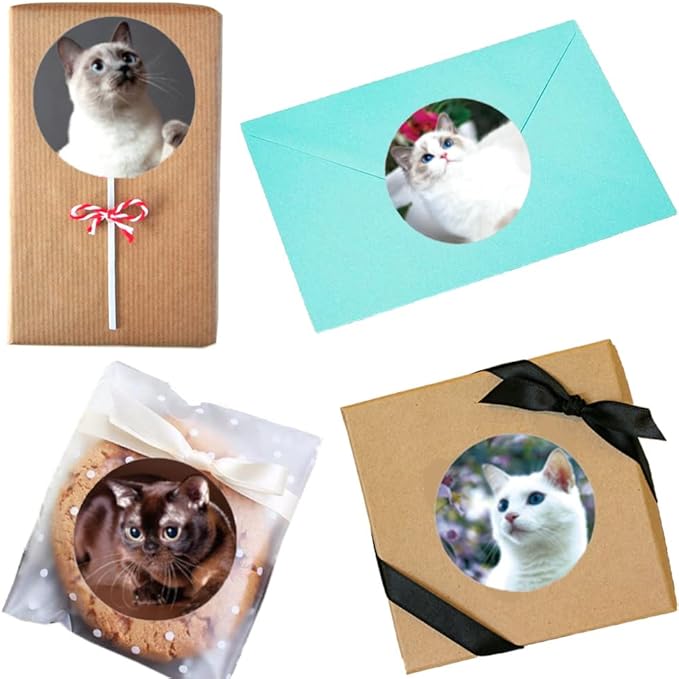 1.5" Cat Stickers for Kids Teachers, 500 Pcs Cat Kitten Stickers for Toddlers Birthday Party, School Reward, Giveaways