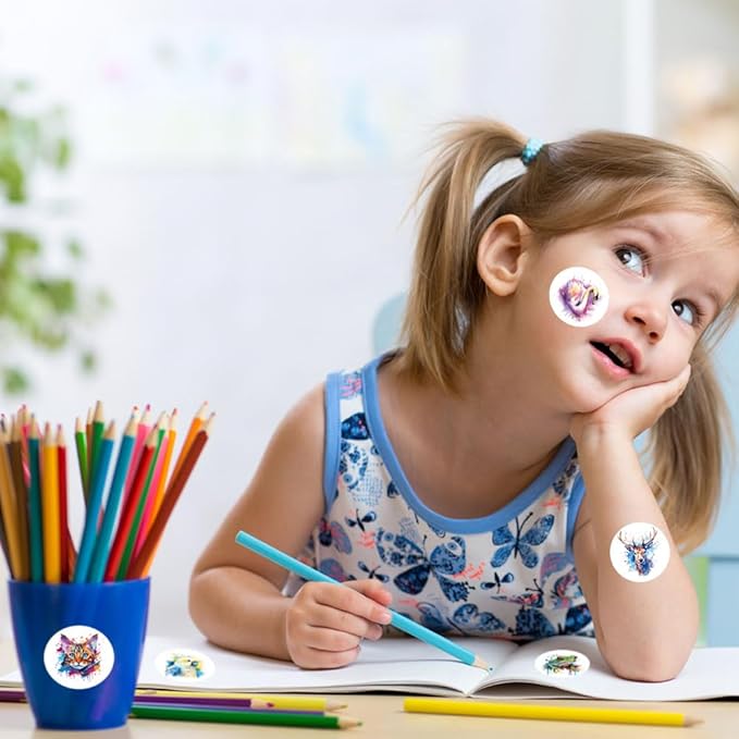600 Pcs Watercolor Animals Stickers for Kids Teachers 1.5 Inch 16 Styles Round Watercolor Animals Stickers for Kids Birthday Party School Reward Giveaways