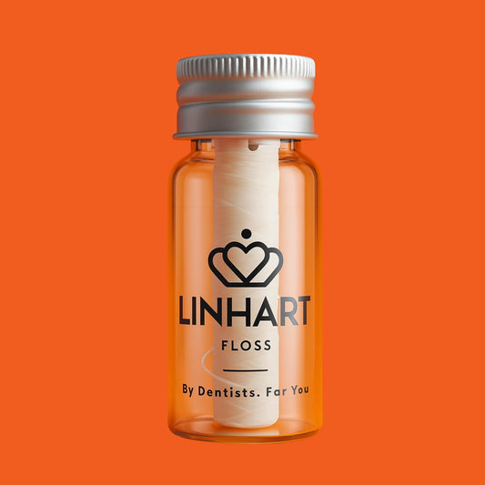 Linhart Dental Microfiber Dental Floss – 25m Eco Refillable Glass Bottle – Mint & Xylitol – Gentle, Non-Tearing, Dentist Designed – Sustainable, Vegan, BPA-Free, Freshens Breath Naturally