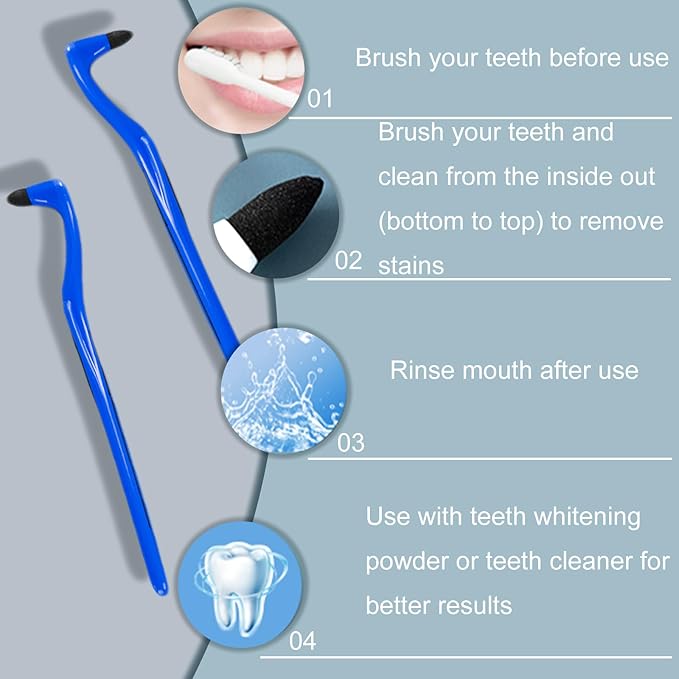 3Pcs Teeth Stain Remover,Tooth Stain Eraser,Tartar Eraser Polisher,Dental Plaque Tool,Eraser for Coffee Stain Teeth Whitening Cleaning Polishing Kit (Blue)