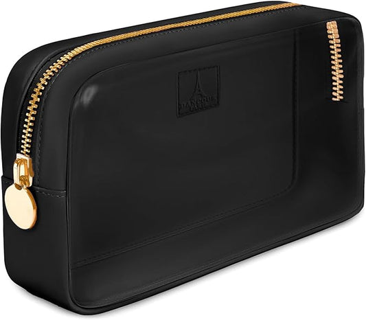 DANCOUR Clear Makeup Bag Mini Makeup Bag for Purse Mini Pouch Purse Clear Pouch Small Cosmetic Travel Case Travel Cosmetic Case (Small, Black)