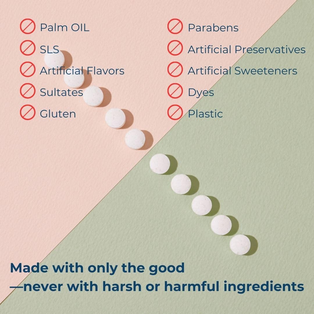 Smile More Toothpaste Tablets with Fluoride & nHAp - Vegan, Enamel Strengthening, Zero Waste, Paper Refill, 248 Tablets, Cool Mint, 4 Month Supply, Travel-Friendly