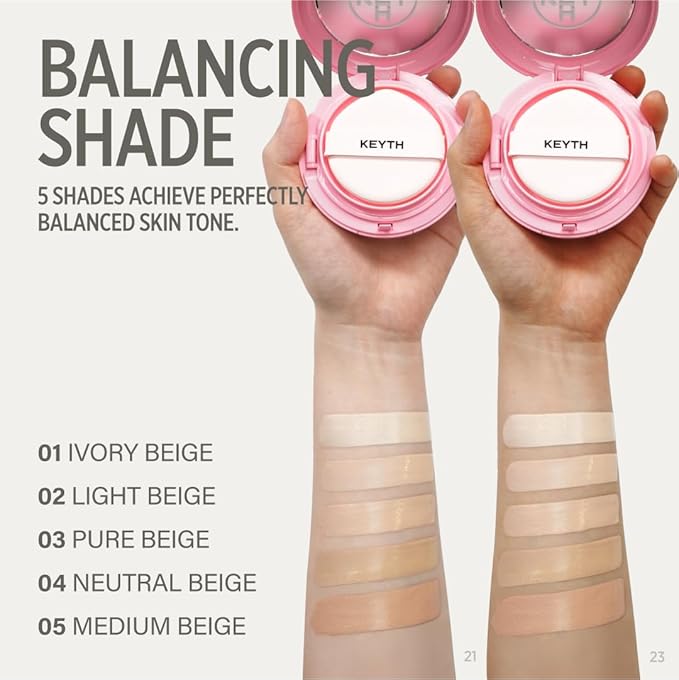 KEYTH PINK MAGNET CUSHION #04 NEUTRAL BEIGE (15G, 0.52 OZ.) / Magnetic Adherence, Dewy Radiance, 77% moisture essence, Glow Film Complex, Skin Film Polymer