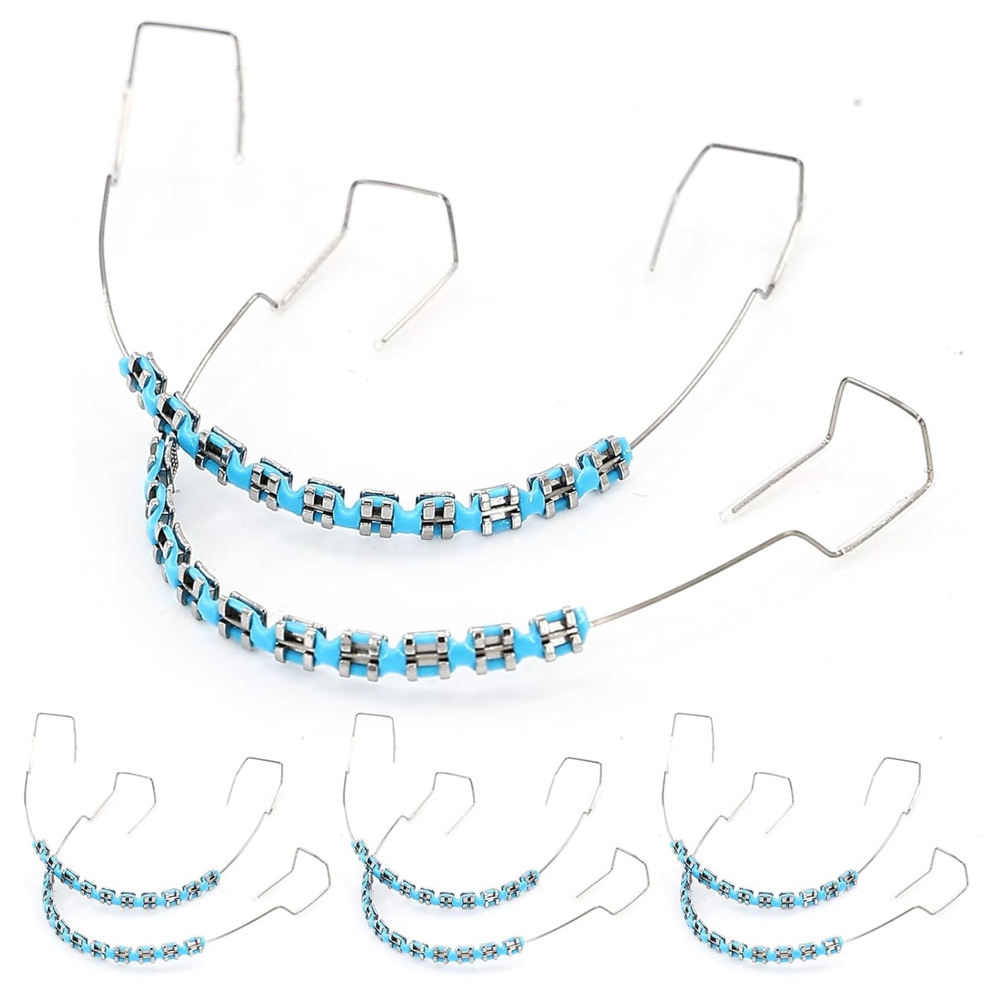 4 Pair of Temporary Tooth Decoration, Teeth Retainer Practical Brackets para Dientes Sturdy Retenedores de Dientes Ortodoncia Props for Dental Students to Practice (Blue)