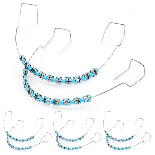4 Pair of Temporary Tooth Decoration, Teeth Retainer Practical Brackets para Dientes Sturdy Retenedores de Dientes Ortodoncia Props for Dental Students to Practice (Blue)