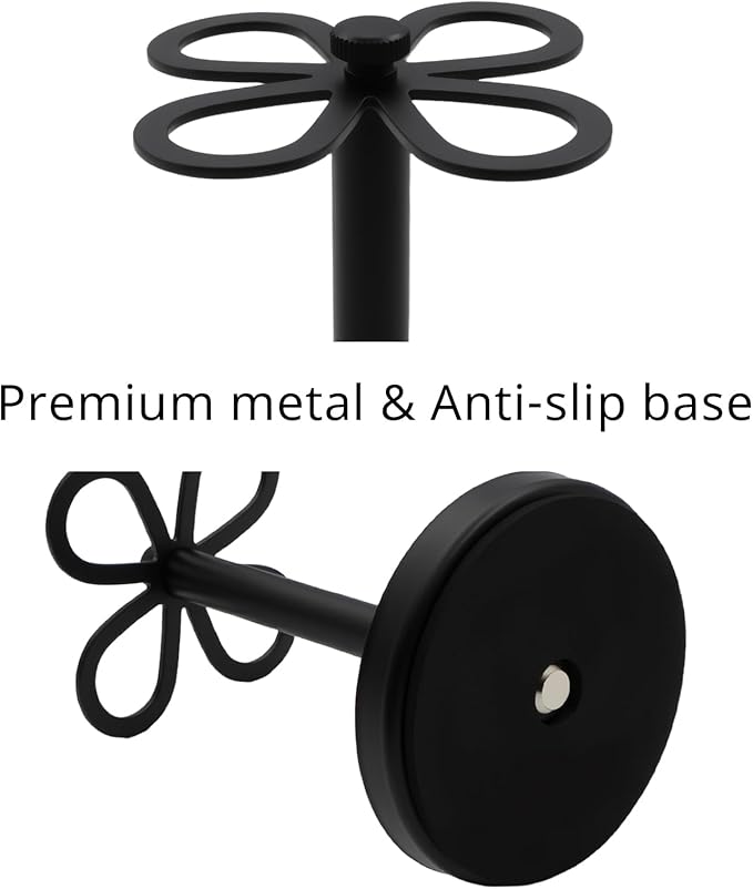 Metal Toothbrush Holders for Bathroom with 4 Slot Black Tooth Brush Holder Stand and Non-Slip Base， Countertop Organizer for Family and Hotel，Compact Design