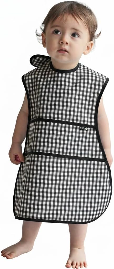 Full Coverage Waterproof Feeding Bib for Toddlers – Extra Long Apron Bib for Mealtime, Self-Feeding, High Chairn