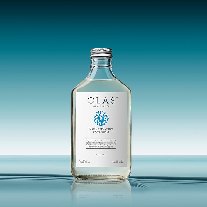 OLAS Mouthwash Set – Marine Bio-Active Toothpaste (3.5oz) + Alcohol-Free Mouthwash 3-Pack (1oz Each) – Fluoride-Free, SLS-Free, Dentist-Formulated for a Healthy Oral Microbiome