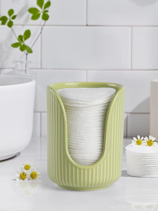 Bathroom Cup Dispenser, 3oz-4oz Ceramic Paper Cup Holder, Small Countertop Mouthwash Dixie Cups Accessories, for Vanity Countertops, Bathroom, Kitchen, and Dining Room