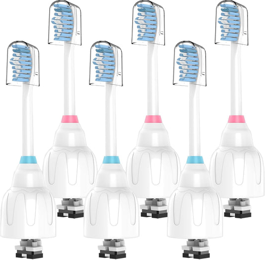 Replacement Toothbrush Heads for Philips Sonicare E-Series Essence Xtreme Elite Advance and CleanCare Screw-On Toothbrush Handles,6 Pack Soft Dupont Bristles Electric Toothbrush Replacement Heads